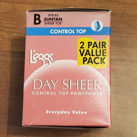 L'eggs Day Sheer Control Top Pantyhose 2 Pair Value Pack Sz B Suntan Sheer Top - Picture 1 of 6